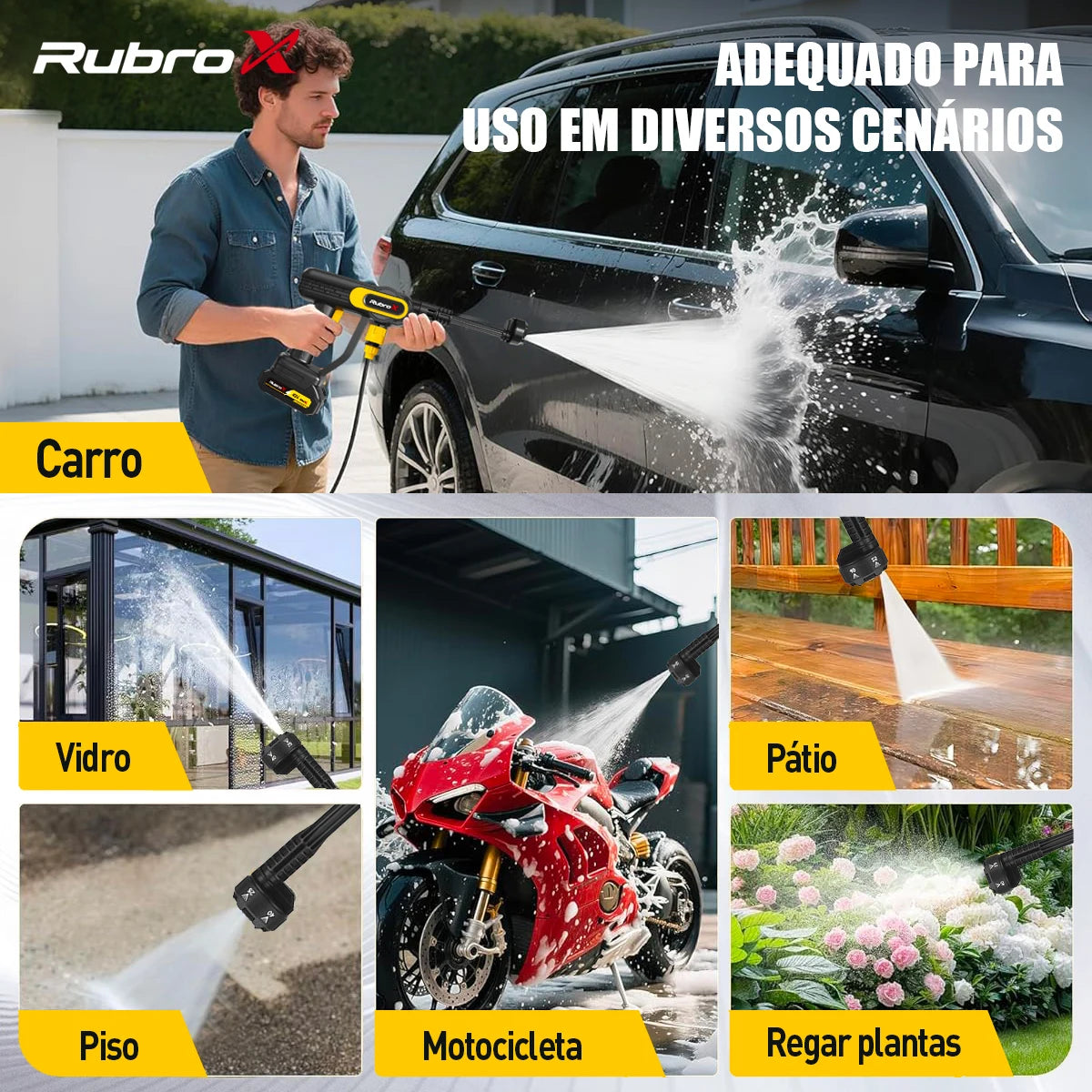 🚿 Lavadora de Alta Pressão Portátil RubroX Sem Fio