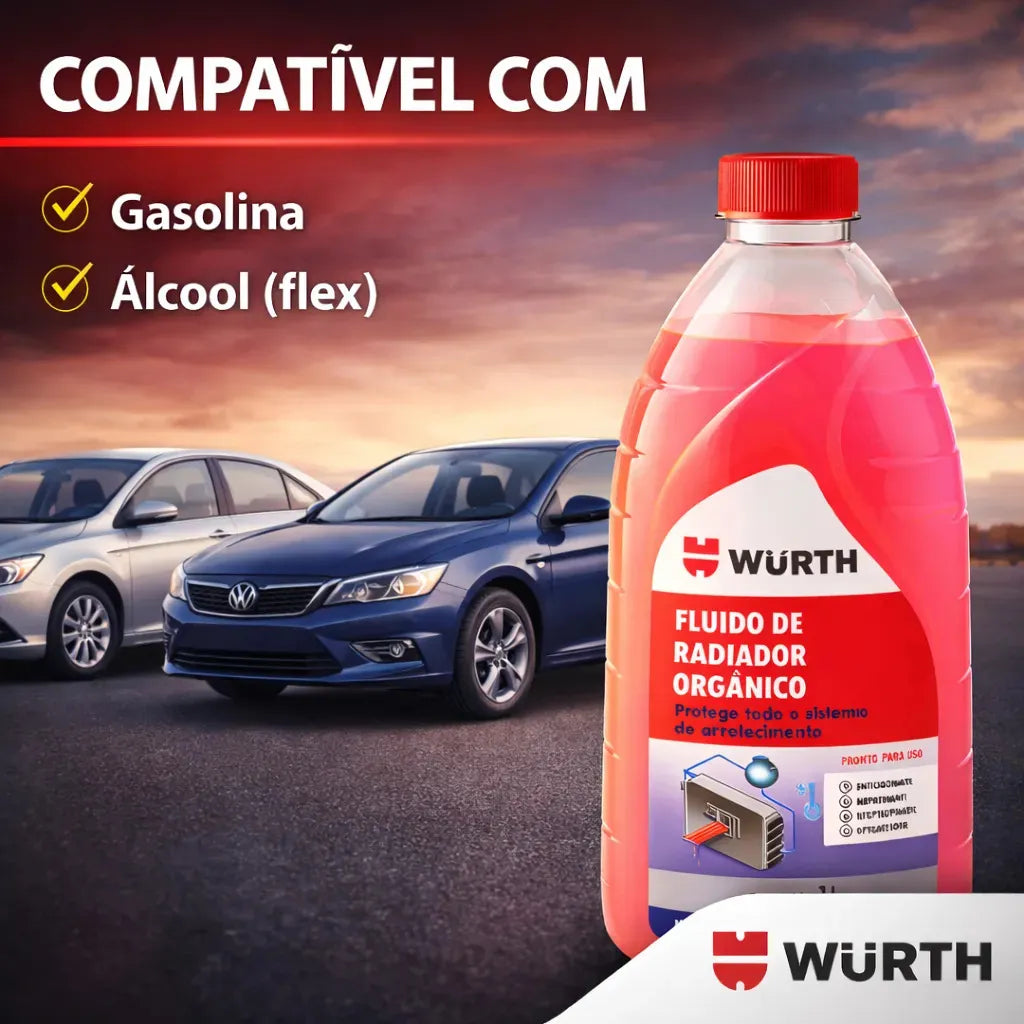 Fluido para Radiador Orgânico Rosa 1L Pronto para Uso Wurth
