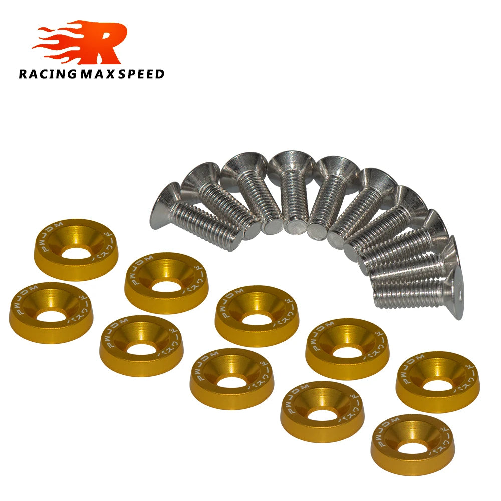 🔩🏁 Kit 10 Arruelas JDM M6 + Parafusos para Placa e Personalização