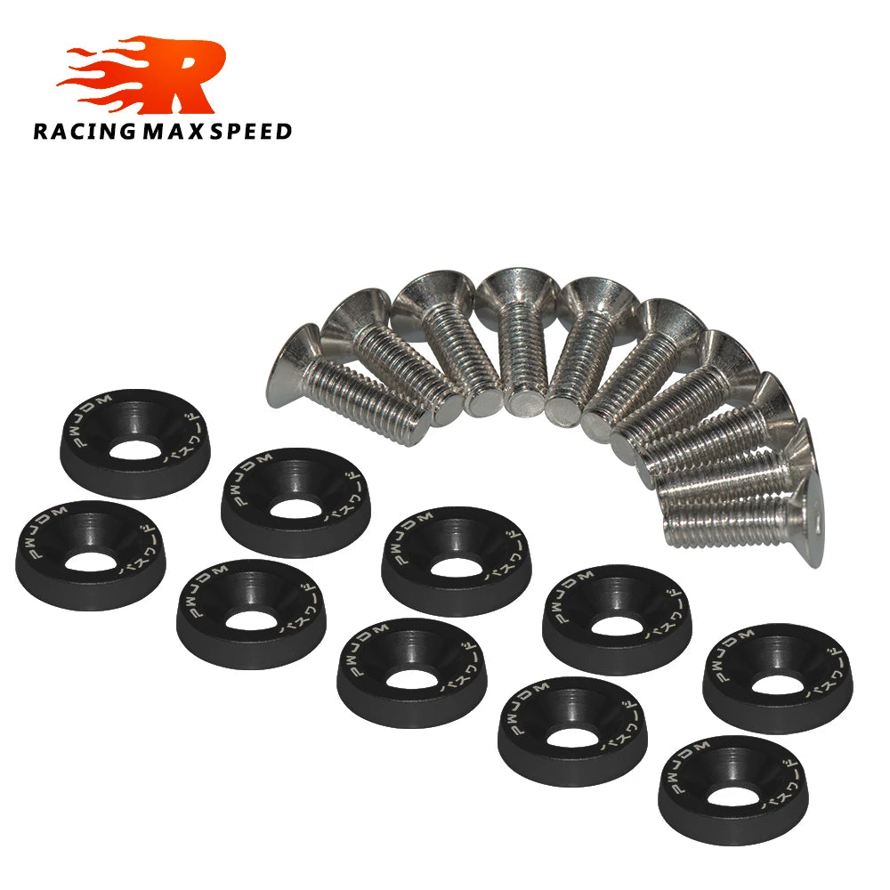 🔩🏁 Kit 10 Arruelas JDM M6 + Parafusos para Placa e Personalização