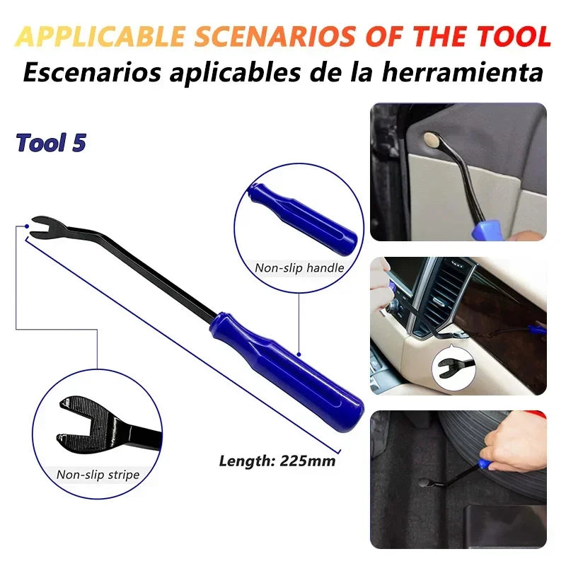 🛠️ Kit Removedor de Acabamentos Automotivos – 5 Peças para Desmontagem de Painéis e Grampos