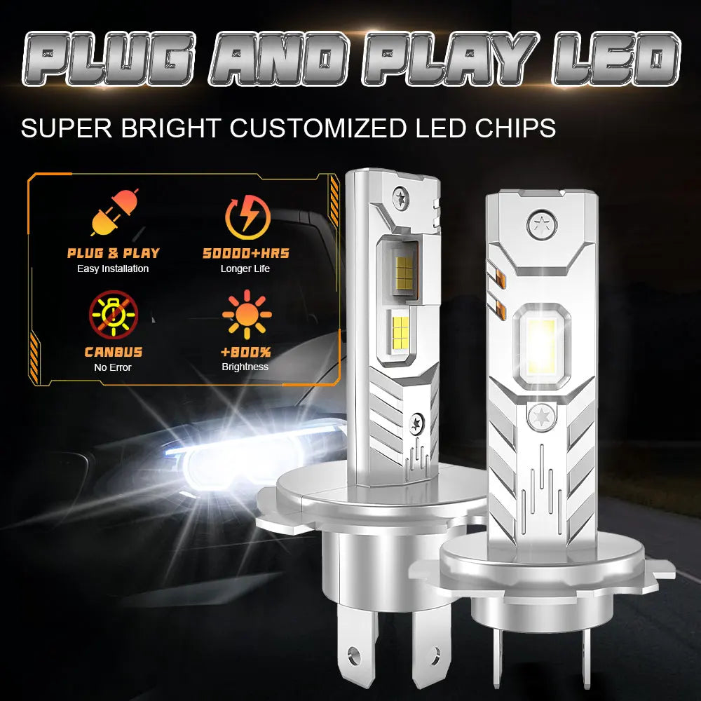 💡🚗 Lâmpada LED H1 / H4 / H7 Super Branca