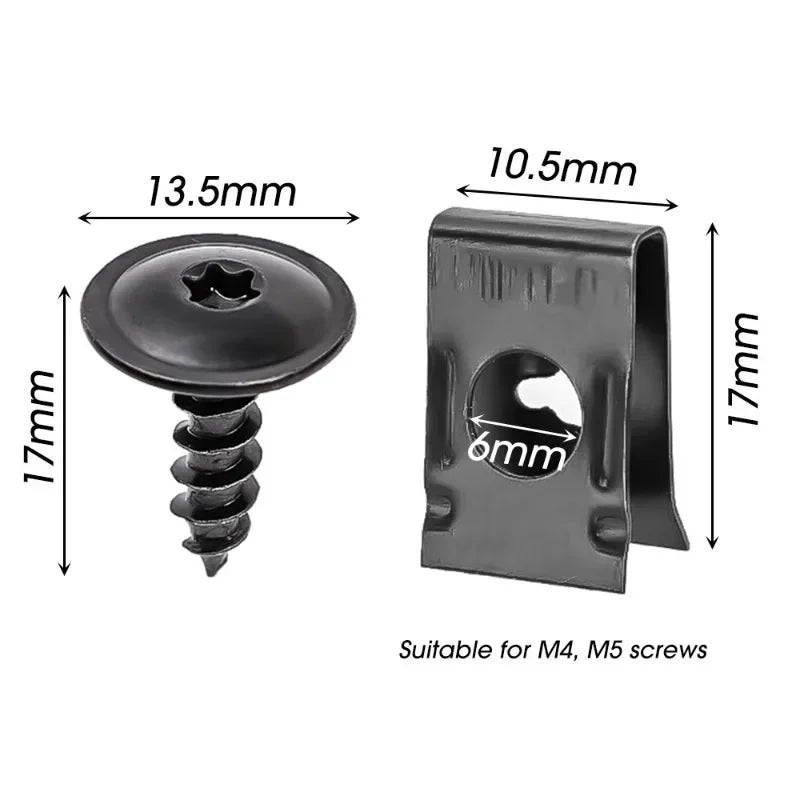 🔩🚗 Kit Presilhas U + Parafusos Autoatarraxantes para Fixação Automotiva