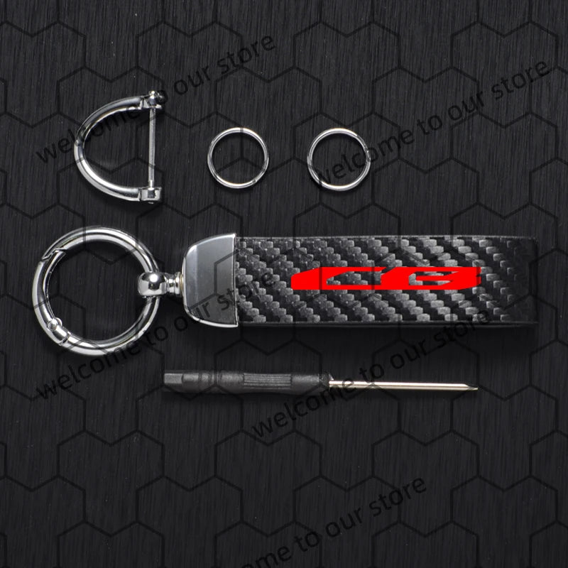 Chaveiro de couro texturizado com logotipo em fibra de carbono para motocicleta Honda CB CBR CB400 CBR650R CBR500R (1 unidade).