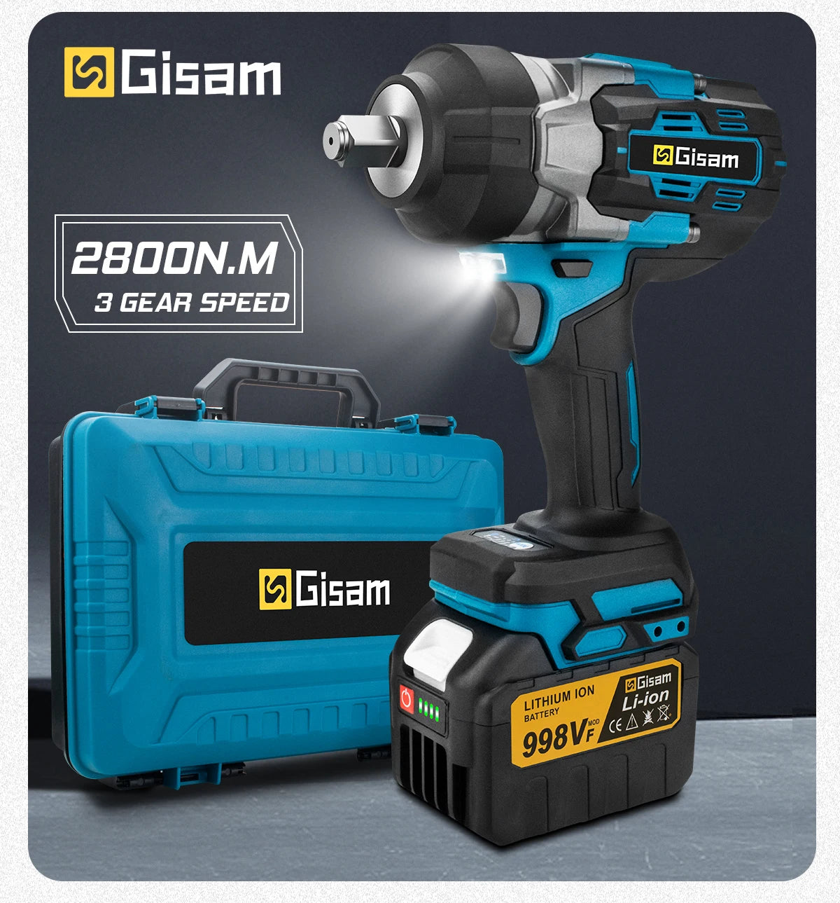 🔥 Chave de Impacto Brushless GISAM 2800N.M 1/2" – Potência Profissional