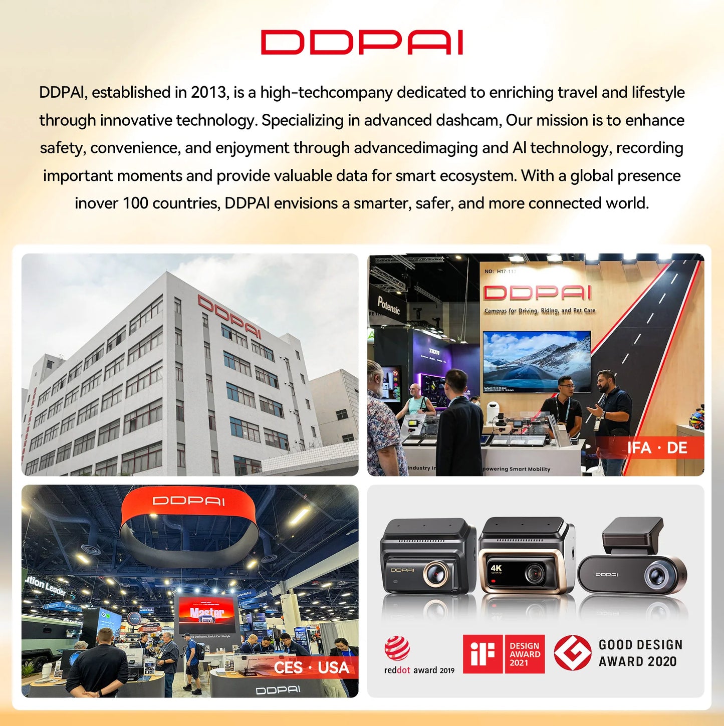 Câmera de painel DDPAI N1 com gravação dupla frontal e traseira, NightVIS 1296P, gravador de vídeo veicular (DVR) e controle por aplicativo.