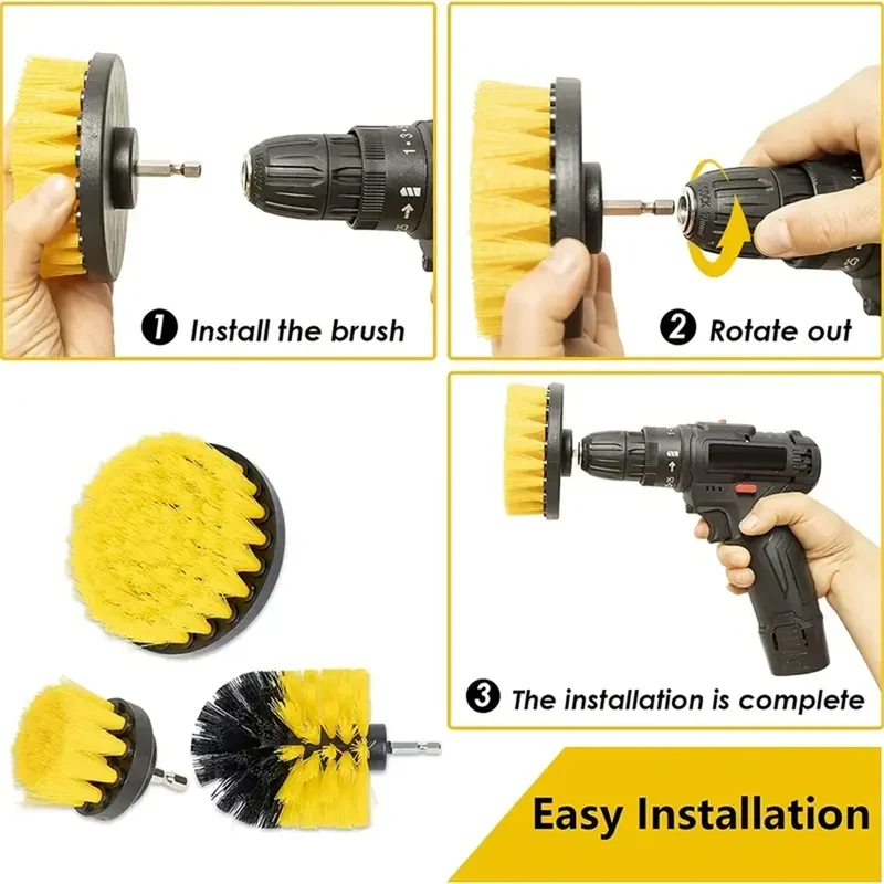 🧽🔧 Kit 3 Escovas para Furadeira - Limpeza Pesada
