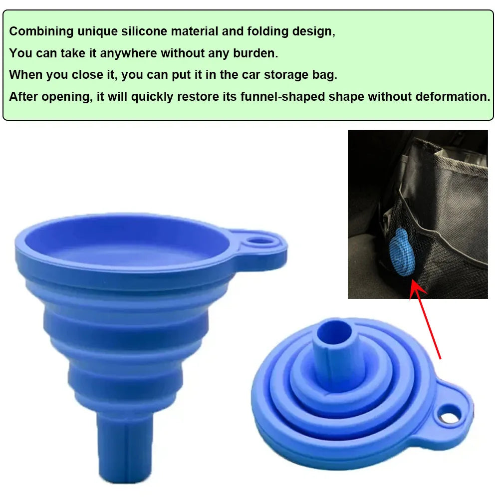 🔧 Funil Dobrável de Silicone Universal para Troca de Óleo e Fluídos Automotivos