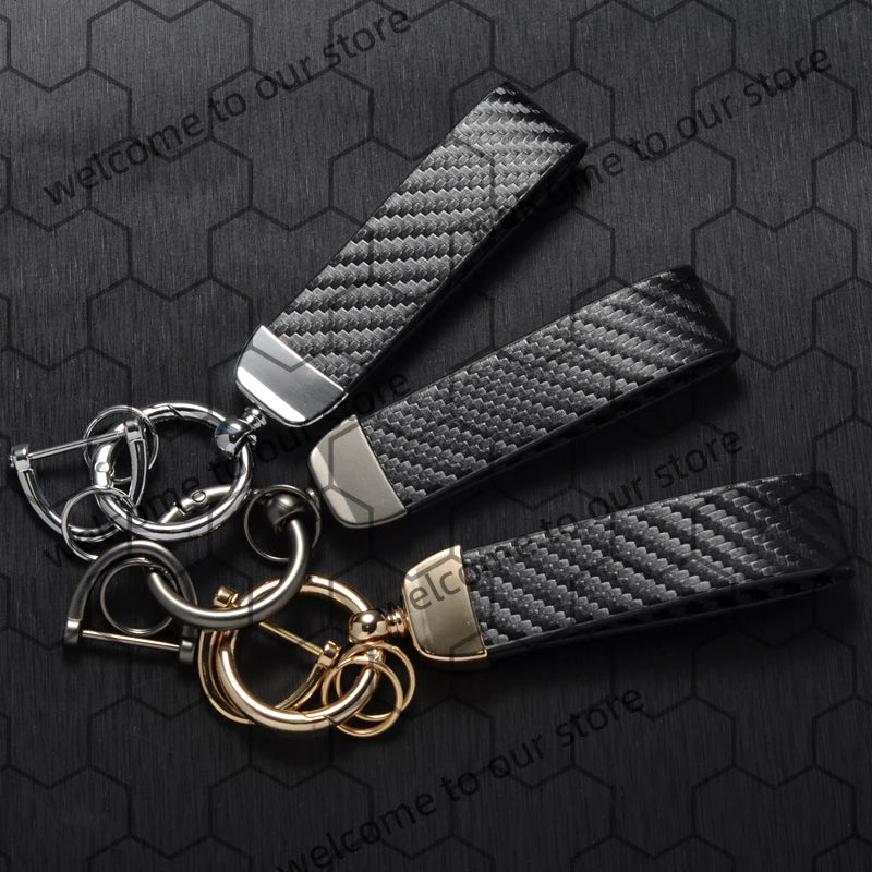 Chaveiro de couro texturizado com logotipo em fibra de carbono para motocicleta Honda CB CBR CB400 CBR650R CBR500R (1 unidade).
