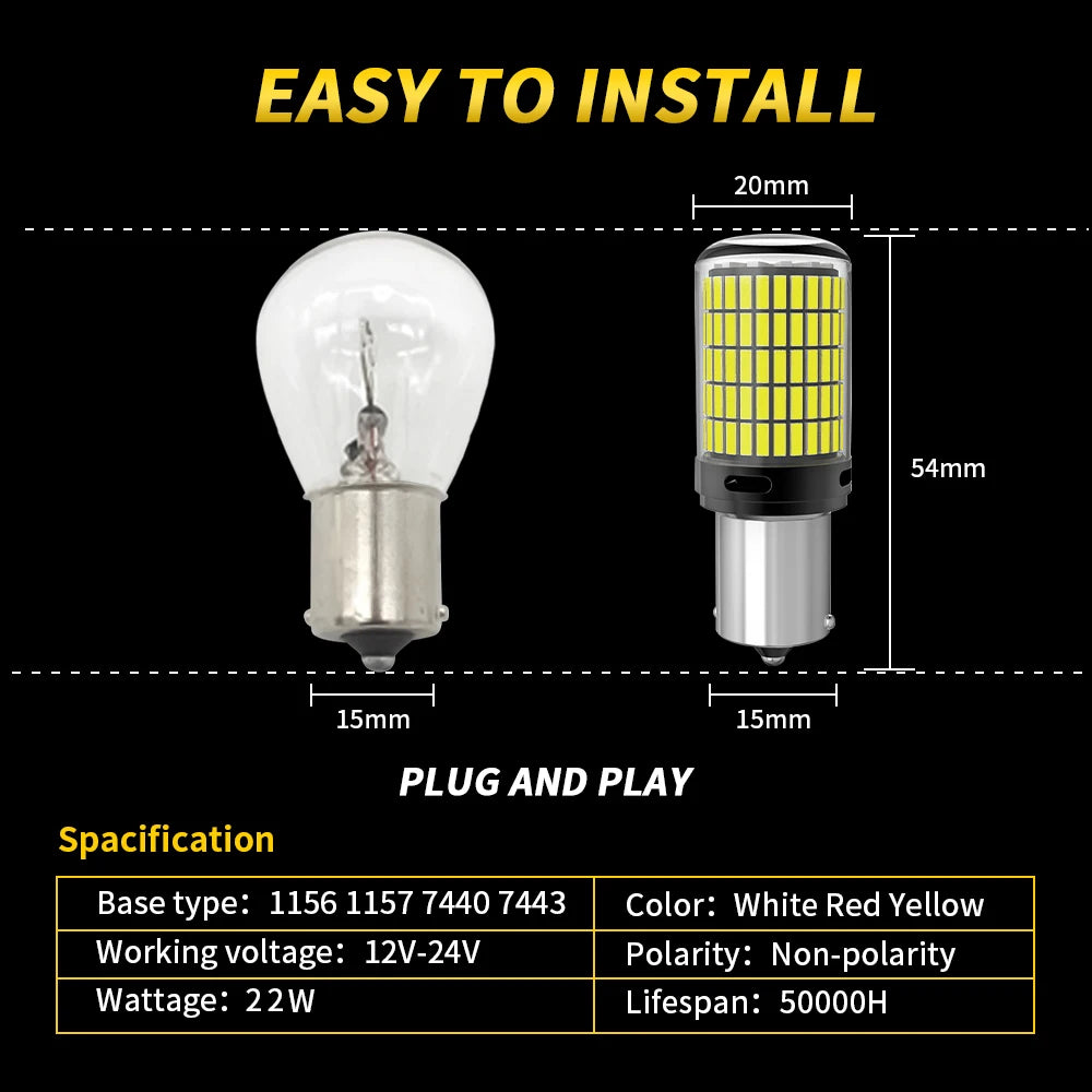 💡🚗 Lâmpada LED Canbus 1156 / 1157 / 7440 / 7443