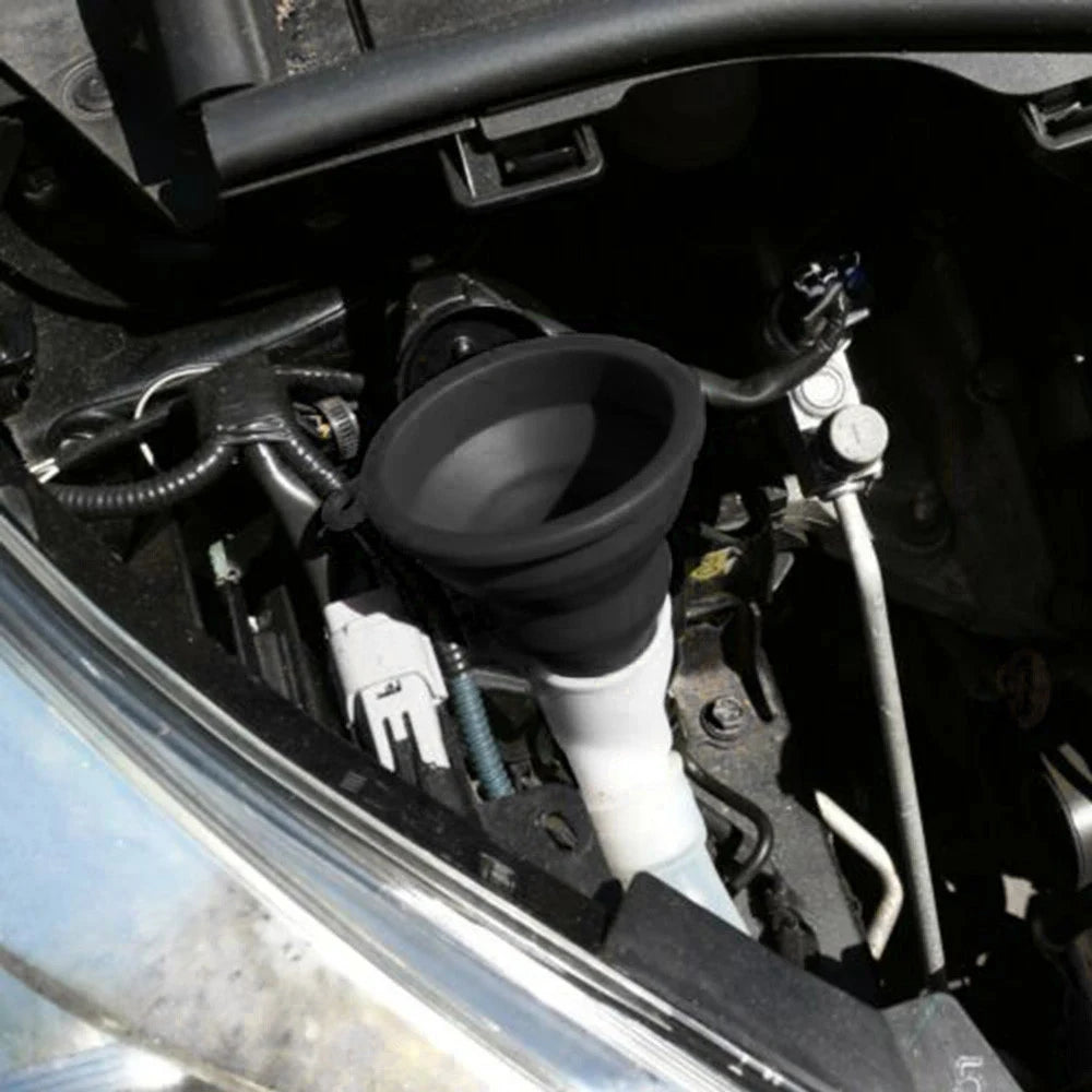 🔧 Funil Dobrável de Silicone Universal para Troca de Óleo e Fluídos Automotivos