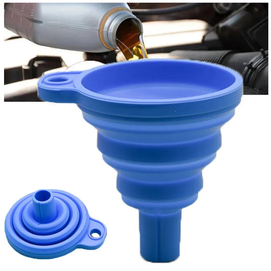 🔧 Funil Dobrável de Silicone Universal para Troca de Óleo e Fluídos Automotivos