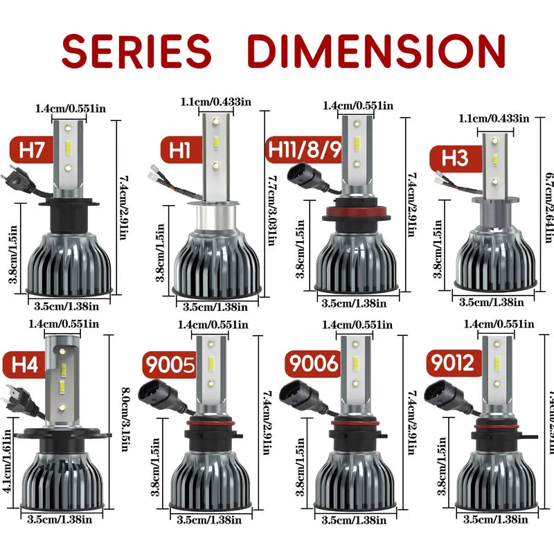Farol de LED automotivo Heyword 22000lm 160W com chip CSP 1860, temperaturas de cor 3000k/4300k/6000k/8000k, compatível com lâmpadas H4, H7 e H1 (padrão 9005).