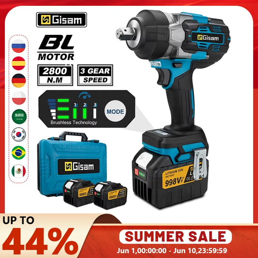 🔥 Chave de Impacto Brushless GISAM 2800N.M 1/2" – Potência Profissional