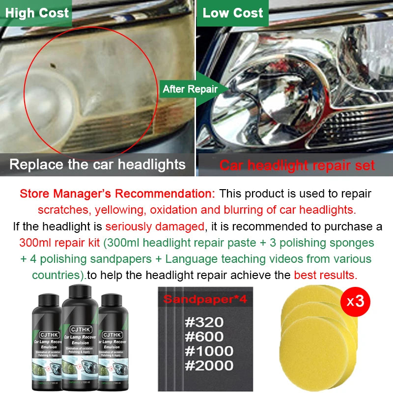 ✨ Restaurador de Faróis Automotivos – Remove Oxidação, Amarelado e Pequenos Riscos