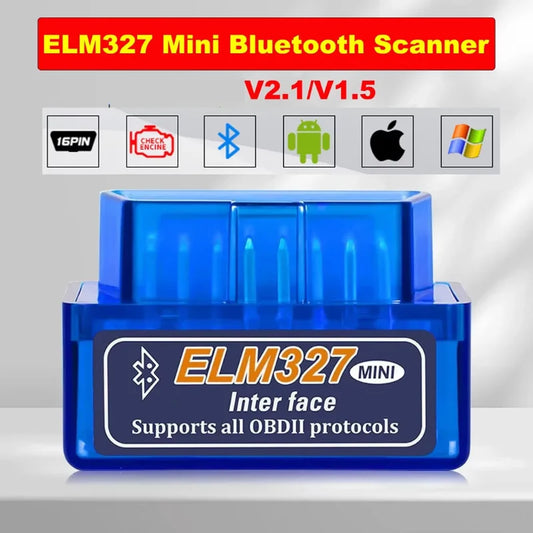 Mini scanner OBD2 Bluetooth ELM327 V1.5/V2.1, leitor de códigos, ferramenta de diagnóstico automotivo, scanner de verificação do motor, detector de falhas automotivas.