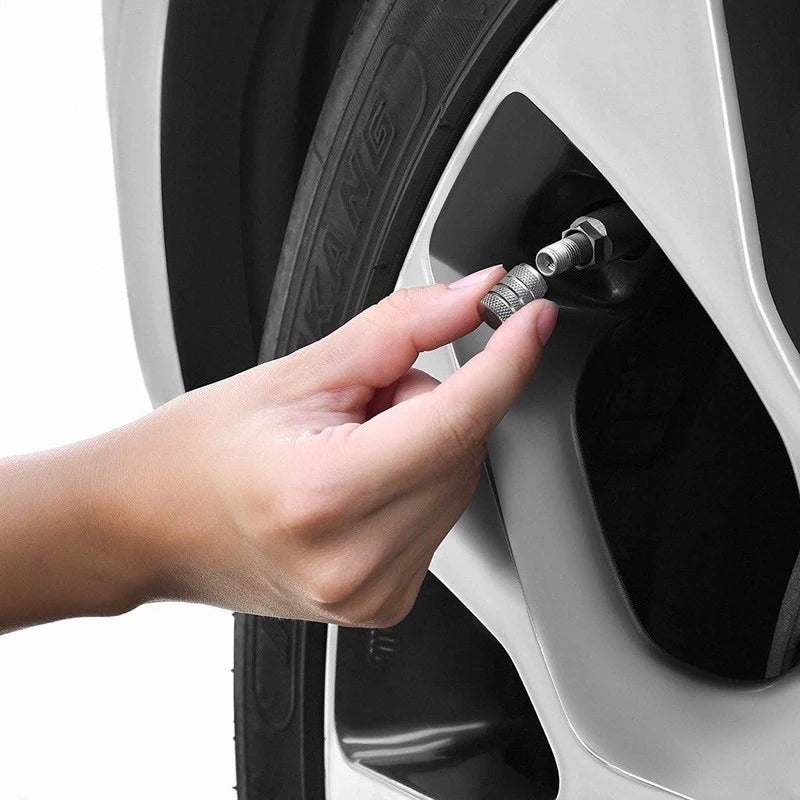 🚗 Kit com 4 Tampas de Válvula para Pneus em Alumínio – Proteção e Estilo para Seu Veículo