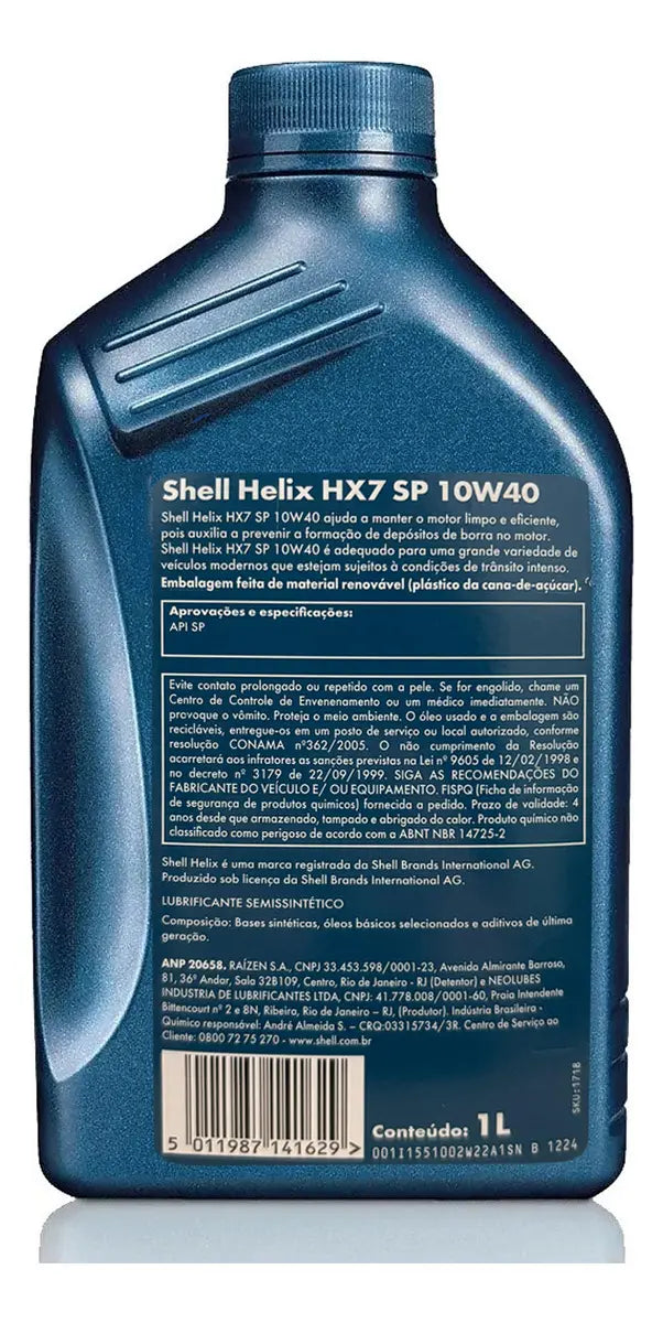 Oleo De Motor Para Carro Semi Sintetico 10w40 SP Shell Marca Registrada Shell